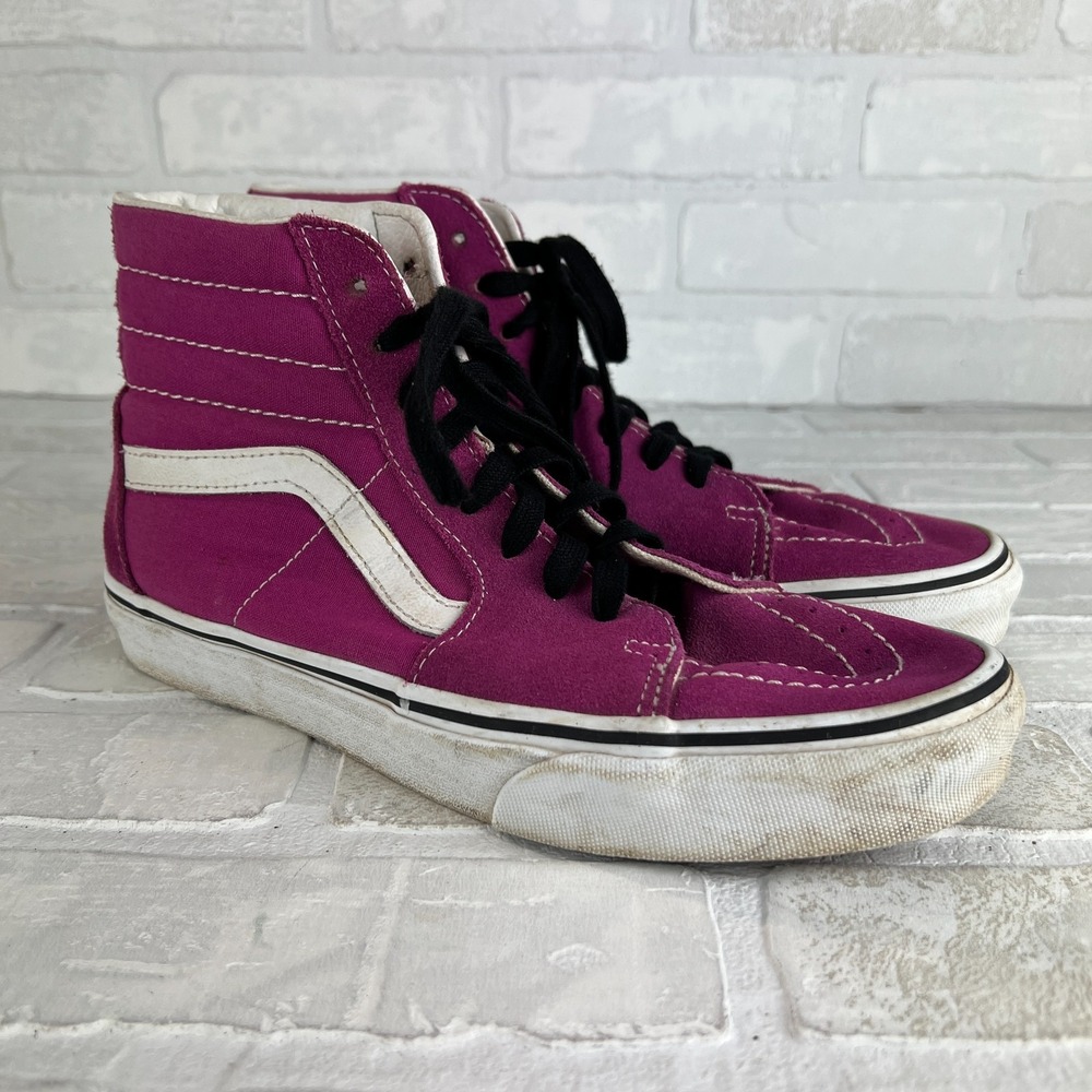Vans Sk8-Hi Top Sneakers Pink Womens 9 Mens 7.5 Canvas Suede Lace Up Shoes 40EU‎
